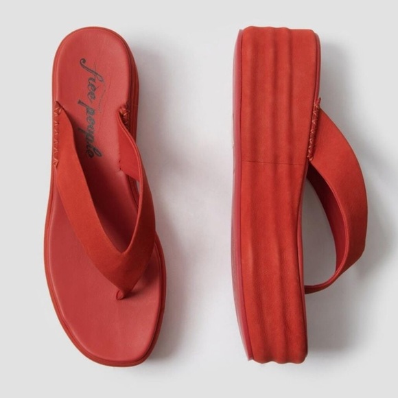 Free People Shoes - Free People Red Platform Flip Flop Sandals